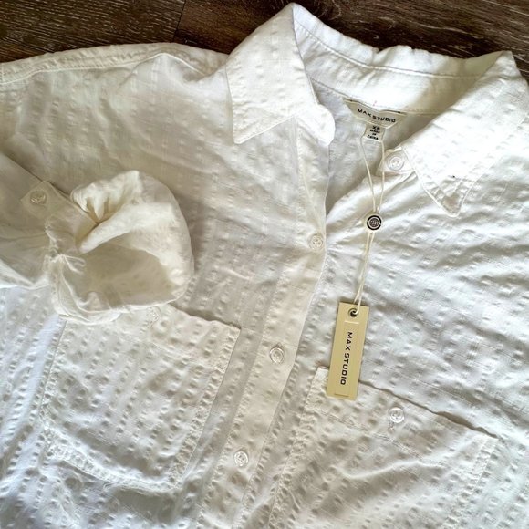 Max Studio Women's‎ Top Off White size XS New with tags button front - Picture 1 of 5